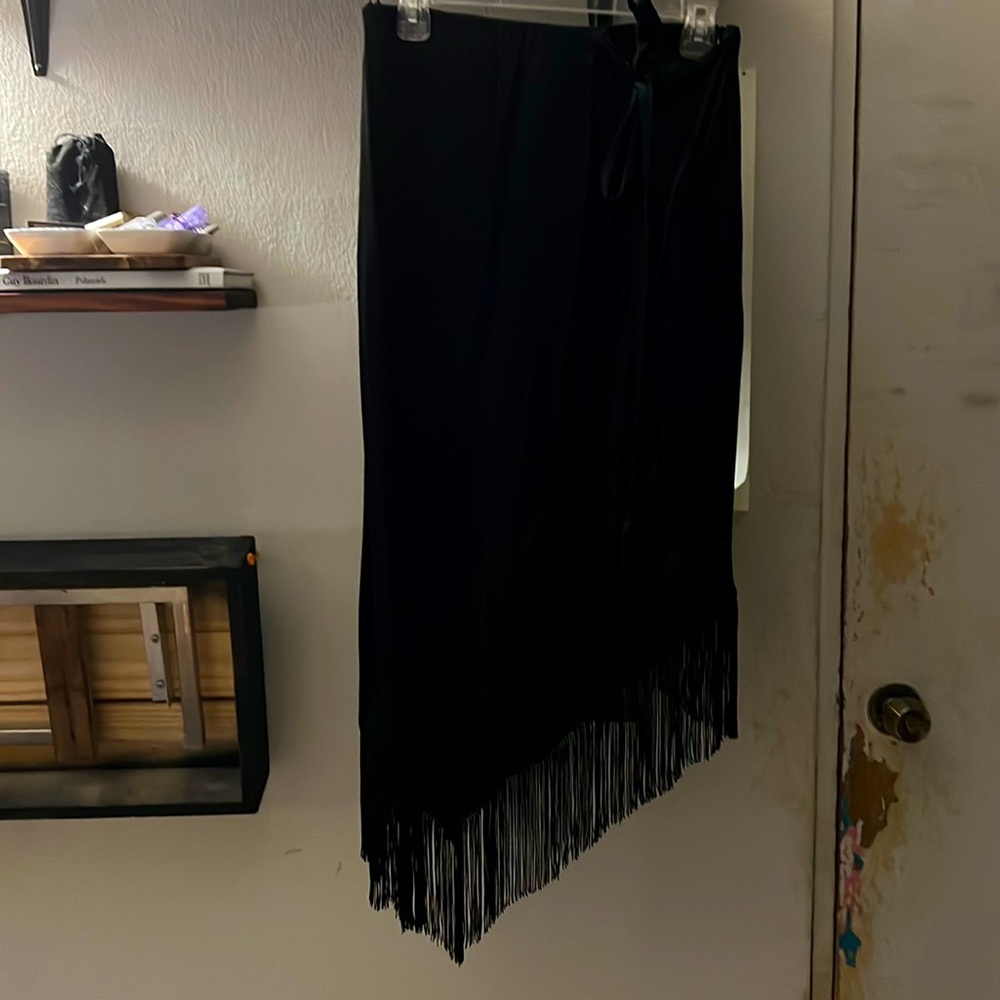 Fringed wrap skirt